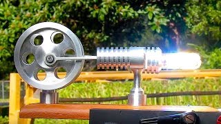 STIRLING ENGINE FRESNEL Lens on a Steek Solar powered Stirling Engine [upl. by Assenar]