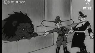 War cartoon Hitler and Ribbentrop Meet the British Lion 1939 [upl. by Tatum]