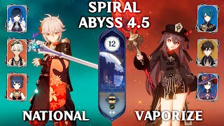 C0 Kazuha National amp C1 Hu Tao Vaporize Spiral Abyss 45 Genshin Impact 45 [upl. by Ynotna]