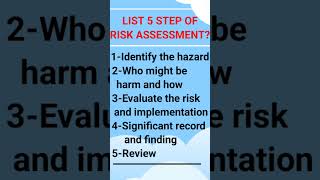 List 5 steps of risk assessment  hse safety safetyguidelines [upl. by Lirba511]