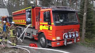 Mix av brandbilar vid brand  Mix of Swedish firetrucks at scene of fire [upl. by Duleba189]