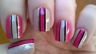 Easy nail art designs 7  DIY Elegant STRIPED NAILS without tape [upl. by Artim]