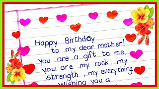 Birthday Card writing in English Birthday Card writing for mother Happy Birthday wishes wishes [upl. by Aketal]