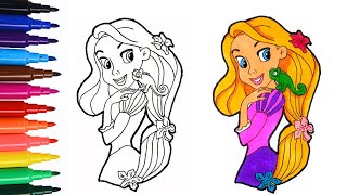 Draw RAPUNZEL from Tangled  Disney Princess  disney disneyjunior tangled rapunzel [upl. by Akehsay]