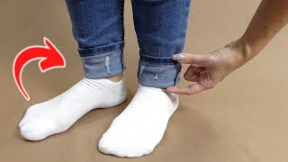 How to shorten a Jeans while keeping the factory seam the easiest method [upl. by Llevron]