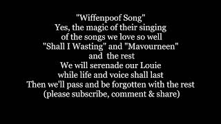 The WHIFFENPOOF SONG YALE Lyrics Words Sing Along Music song Whiffinpoof Wiffenpoof Wiffinpoof [upl. by Brocklin]