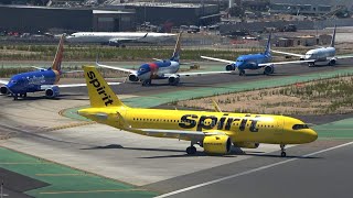 Huge traffic  SAN DIEGO Airport 🇺🇸 Plane Spotting Rush hour  Close up Landing  Take off [upl. by Avitzur103]