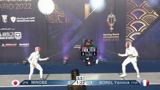 Epee Fencing  Strategies  Chase Distance and Counter  Minobe vs Borel Y [upl. by Aubarta]