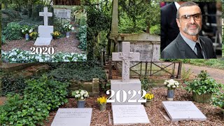 GEORGE MICHAEL GRAVESITE  New headstone and how it looked before georgemichael famousgraves [upl. by Oicnerual]