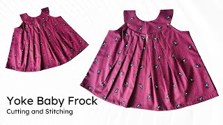 Yoke baby frock cutting and stitching  yoke baby frock [upl. by Ranita669]