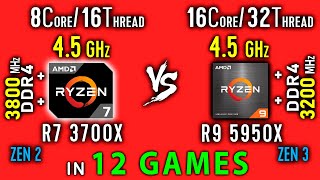 Ryzen 7 3700x vs Ryzen 9 5950x Test in 12 Games or R9 5950x vs R7 3700x OC [upl. by Elyag]