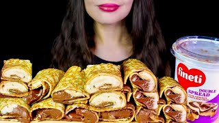 ASMR CHOCOLATE CREPE ROLLS MUKBANG EATING SOUNDS [upl. by Yraccaz]