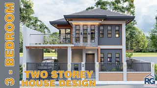 3Bedroom Two Storey House Design 80 x 80 m with floor plan [upl. by Ecnarrot]