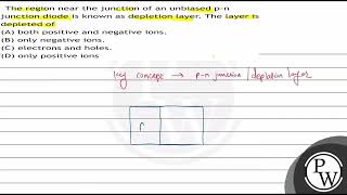 The region near the junction of an unbiased pn junction diode is known as depletion layer The [upl. by Etnoj693]