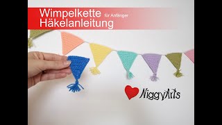 Wimpelkette für Anfänger  Häkelanleitung [upl. by Allekram]