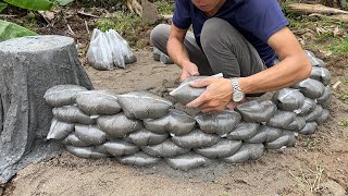 Very Cool Cement Ideas  Garden Decoration with Aquarium Flower Pot Table and Chair all in one [upl. by Cannell]