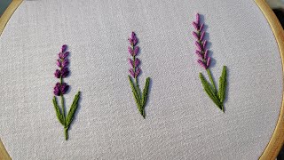 How to embroider lavender flowers  3 type of lavender embroidery  Embroidery for beginners [upl. by Enninaej]