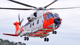 Norwegian Air Force Leonardo AW101 “SAR Queenquot  Stord airport may 2024 [upl. by Ecirtram]