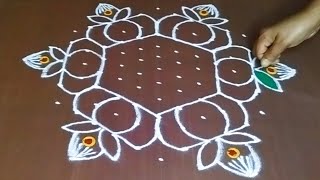 116 dot rangoli design 🌷 easy and simple design 🌷 friday kolam design 🌷jeevanarangoli505 [upl. by Suehtomit141]