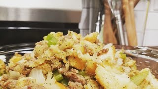 Thanksgiving Sausage Stuffing  Sausage Dressing Holiday Dinner Side [upl. by Westhead244]