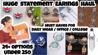 😱HUGE OXIDISED EARINGS HAUL🥰 Dailywear Earrings Under 250✨🌺STATEMENT EARINGS FOR OFFICE\COLLEGE💕 [upl. by Kihtrak894]