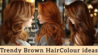 Trendy Brown Hair Colour  Stunning Red Brown Haircolour Trends 2024stylesforall haircolorideas [upl. by Aerdnael]