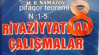 Pifaqor teoremi N15namazov çalışmalar 8 ci sınıf [upl. by Yornek847]