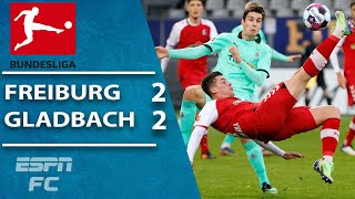 Spectacular bicycle kick assist helps Freiburg to draw vs Gladbach  ESPN FC Bundesliga Highlights [upl. by Aitselec]