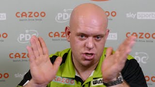 Michael van Gerwen RAGES AT REPORTER quotIf you want to ask something get your facts rightquot [upl. by Eveleen]