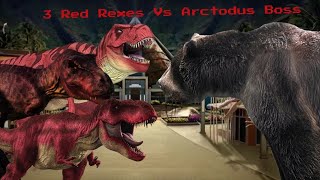 3 Red Rexes vs Arctodus Boss  Jurassic World Alive [upl. by Gurl]