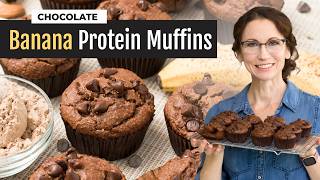 HighProtein Chocolate Banana Muffins  GlutenFree Option [upl. by Ahseer318]