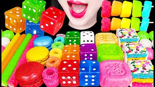 ASMR Rainbow Dessert Dice Candy Snack 먹는 주사위 사탕 무지개 디저트 먹방 Mukbang Eating [upl. by Curren]