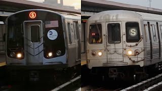 NYCT Subway R46 and R179 Rockaway Park Shuttle Trains at Beach 98th Street  Playland [upl. by Rosamond]