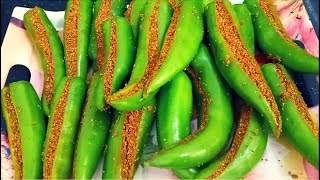 मोटी हरी मिर्च का अचार  Moti Hari Mirch Ka Achar  Stuffed Green Chilli Pickle By Neha Ki Pakshala [upl. by Far]