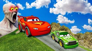 TRANSPORTING PIXAR CARS amp FRUITS WITH COLORED amp JOHN DEERE vs CLAAS vs TRACTORS  BeamNGdrive 962 [upl. by Ogg]