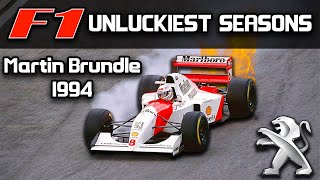 F1 Unluckiest Seasons  Martin Brundles 1994 Peugeot Fireworks McLarenPeugeot MP49 [upl. by Ayiotal]