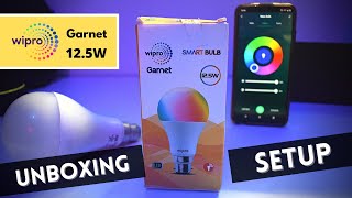 Wipro Garnet B22 125W Smart LED Bulb Unboxing amp First Time Setup  WiFi Smart Bulb  RGB  White [upl. by Daisey]