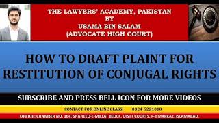 How to Draft Plaint For Restitution of Conjugal Rights [upl. by Anial413]