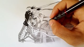 Drawing Makoto ShishioSamurai X [upl. by Nybbor]