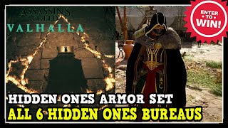 Assassins Creed Valhalla All 6 Hidden Ones Bureaus amp Hidden Ones Armor Set amp Bayek Easter Egg [upl. by Shirleen389]