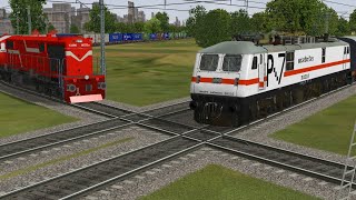 Two trains Crossing eachother at India Famous Diamond Crossing  MSTS Indian Railways [upl. by Ylahtan166]