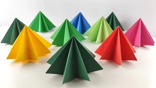 DIY 3D Weihnachtsbaum aus Papier basteln Einfache Weihnachtsdeko basteln Origami Tannenbaum [upl. by Lambrecht]