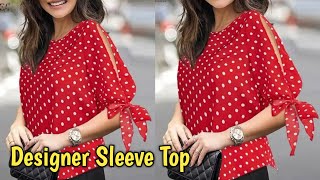 DIY designer sleeve top cutting and stitching  very easy step by step [upl. by Celene]