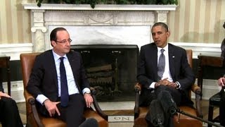 President Obamas Bilateral Meeting with President Francois Hollande of France [upl. by Saticilef466]