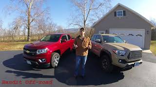 Z71 Colorado vs TRD Offroad Tacoma  Detailed Midsize Truck Comparison [upl. by Ecylahs]