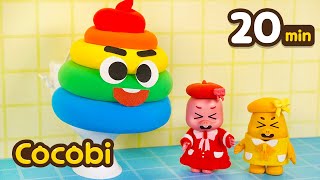 Comemos Comida de Colores y Hacemos Popó de Arco Iris🌈💩  Juego de Colores en Inglés  Cocobi [upl. by Aleedis]