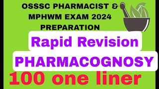 Pharmacognosy important one liner questions for osssc pharmacist amp mphwm examination 2024 [upl. by Fisuoy]