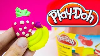 DibusYmas Play Doh Picnic Bucket Playset Play Dough Cookies Sandwich amp Fruit [upl. by Hguh]