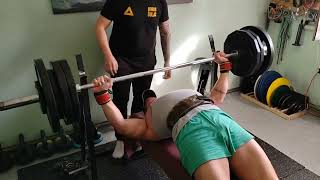 Paused bench press 165kg364lbsanother 5kg11lbs rotation PR conjugatemethod [upl. by Eirek819]