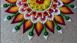 Big Rangoli Designs For Navaratri  Diwali Rangoli Designs  Simple Dasara Rangoli [upl. by Weisbrodt]